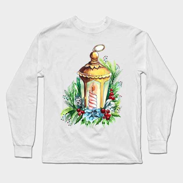 Lantern Christmas Light Long Sleeve T-Shirt by Mako Design 